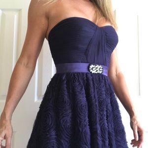 Strapless Navy Blue Semi-Formal Dress